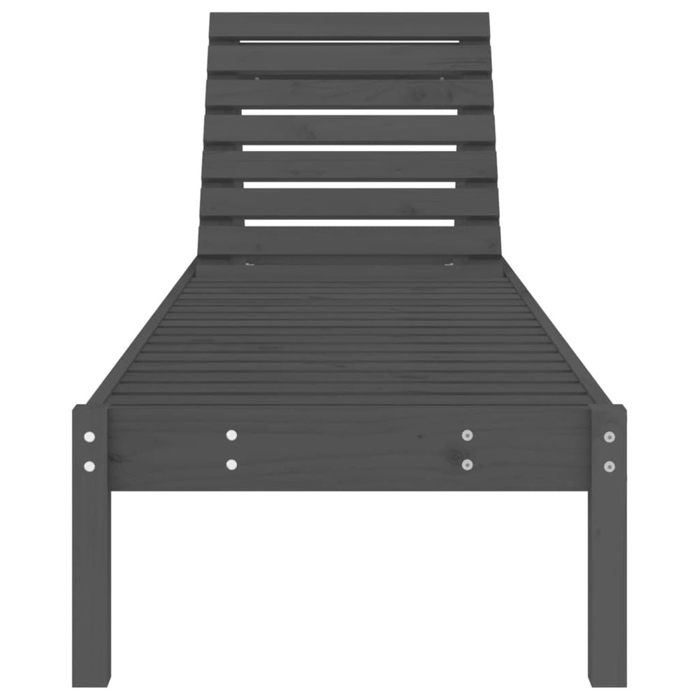 vidaXL Sun Lounger Grey 199.5x60x74 cm Solid Wood Pine - anydaydirect