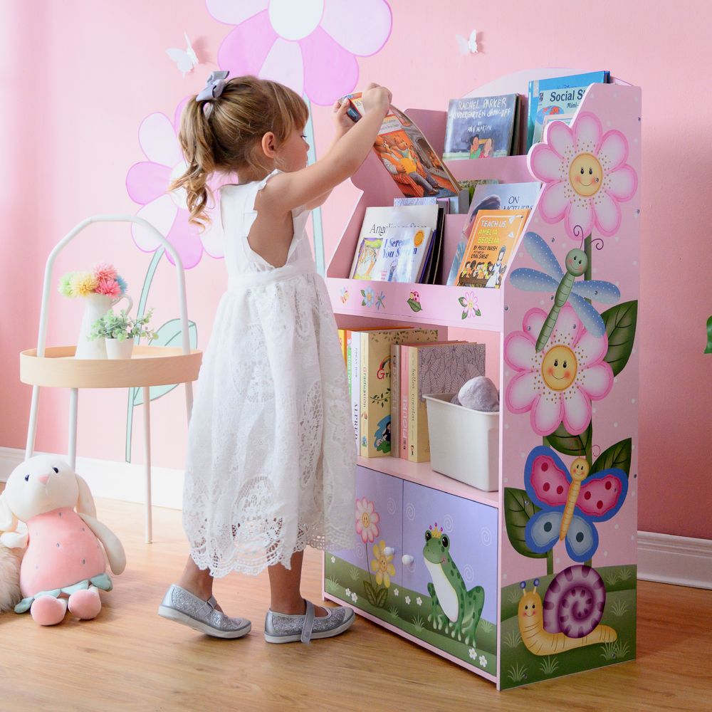 Fantasy Fields Kids Wooden Bookcase 3 Tier & Drawer Magic Garden TD-13394MG - anydaydirect