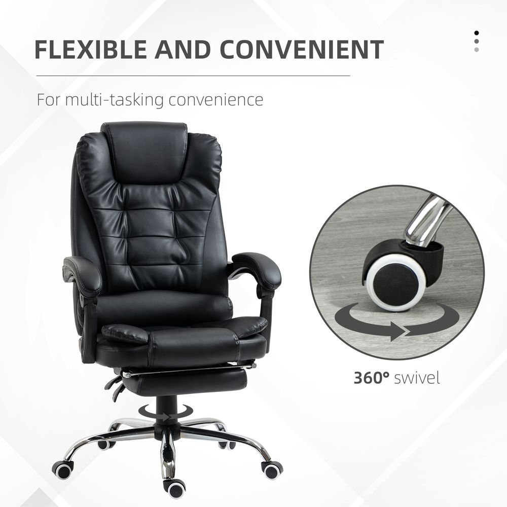 PU Leather Home Office Chair High Back Computer Chair with Swivel Wheels Black - anydaydirect