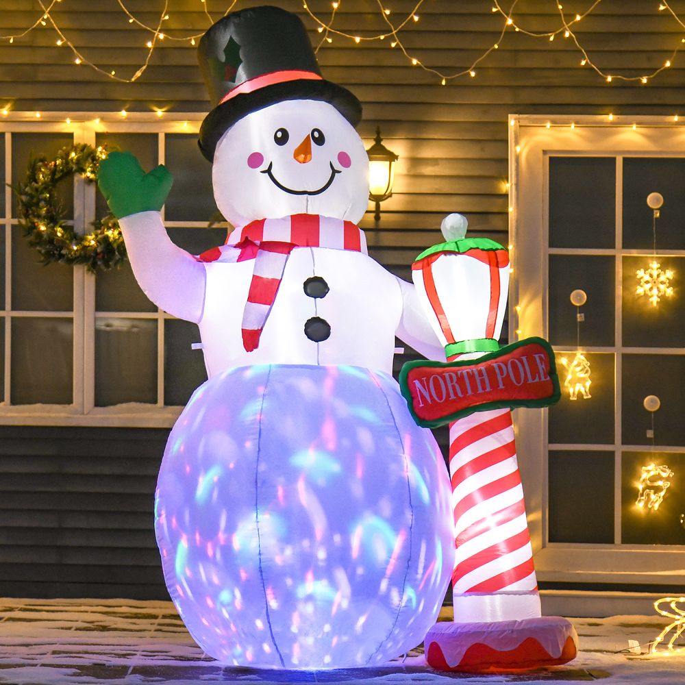 8ft Tall Christmas Inflatable Snowman Street Lamp Lighted Garden Lawn - anydaydirect