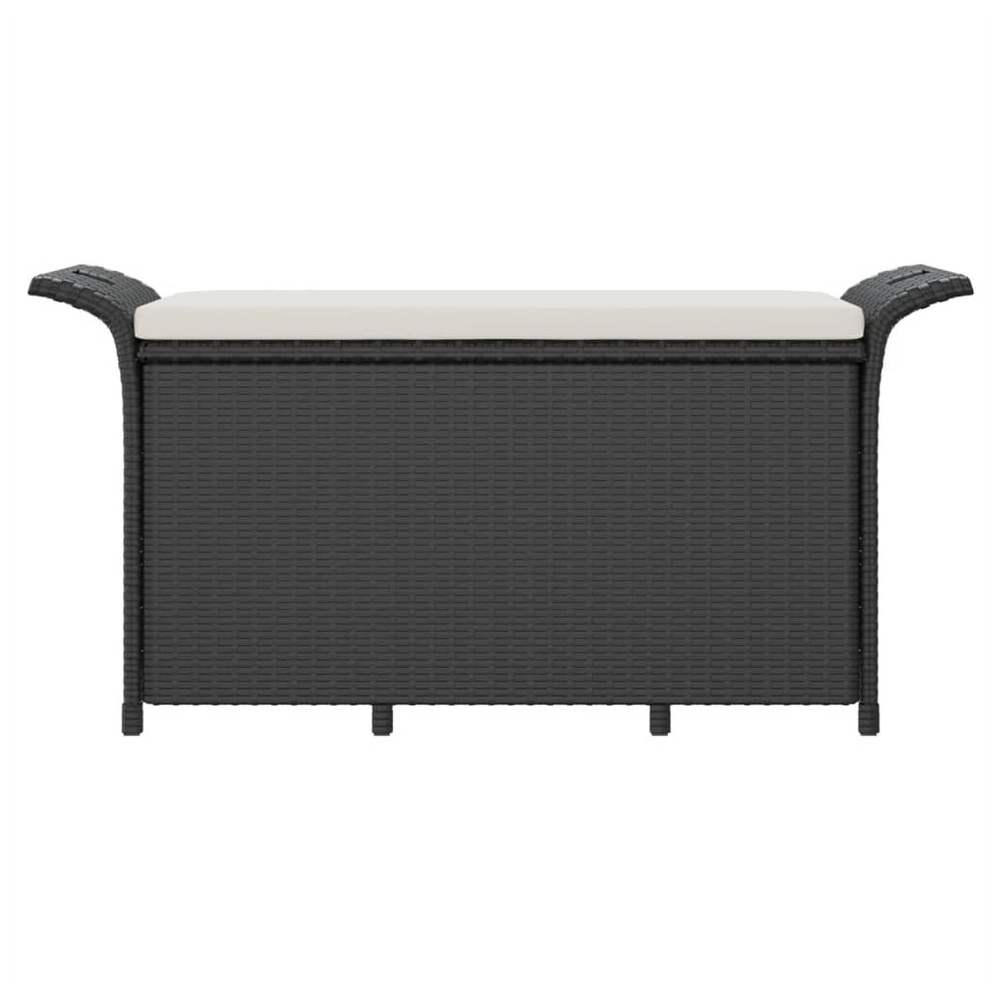 vidaXL Garden Bench with Cushion Black 116x46x57 cm Poly Rattan - anydaydirect