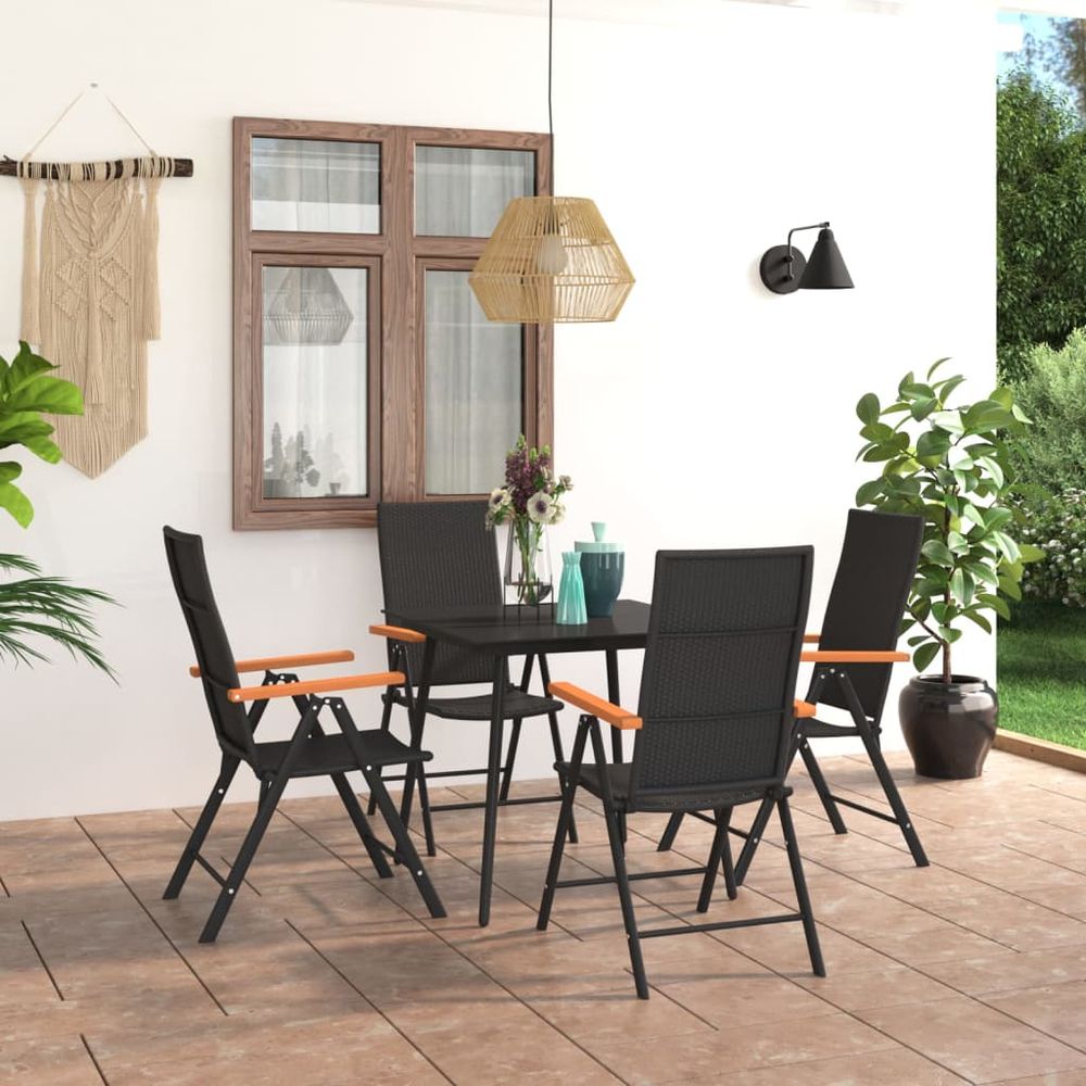 5 Piece Garden Dining Set Black and Brown - anydaydirect