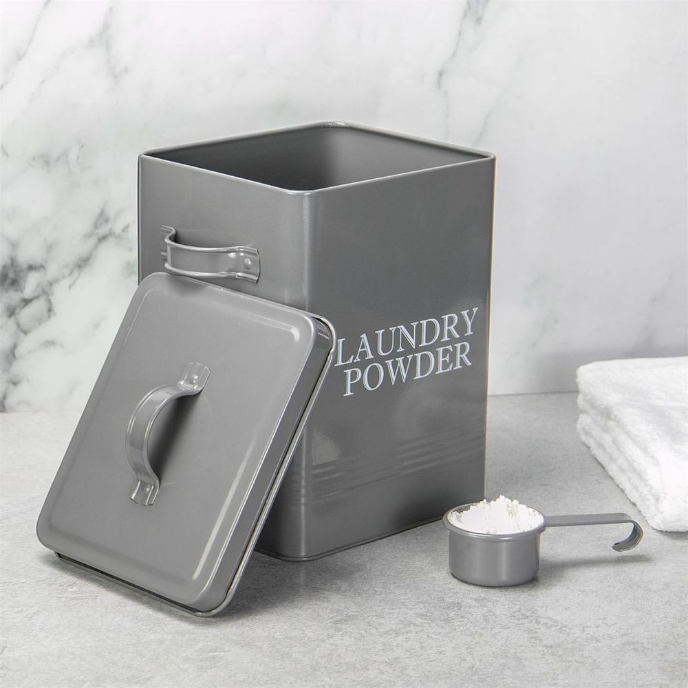 Laundry Powder Storage Tin with Scoop Grey | M&W - anydaydirect