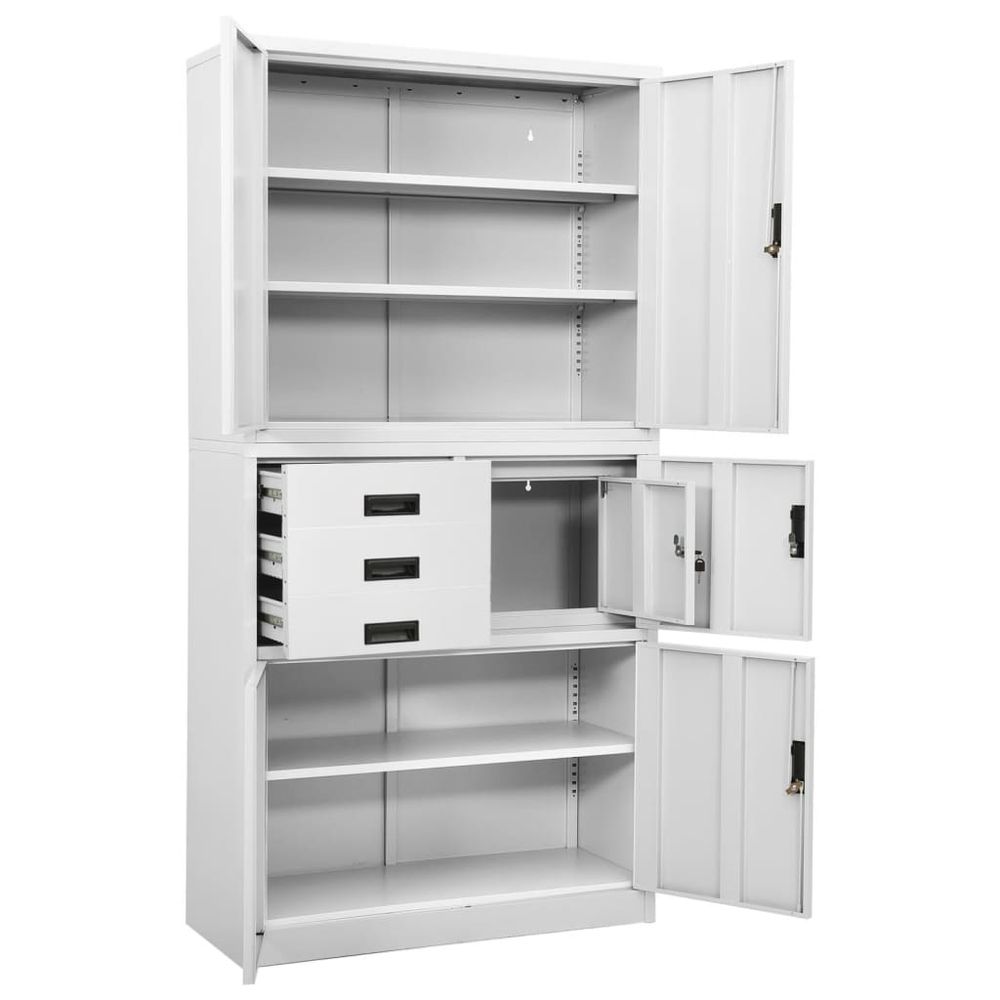 Office Cabinet White 90x40x180 cm Steel - anydaydirect