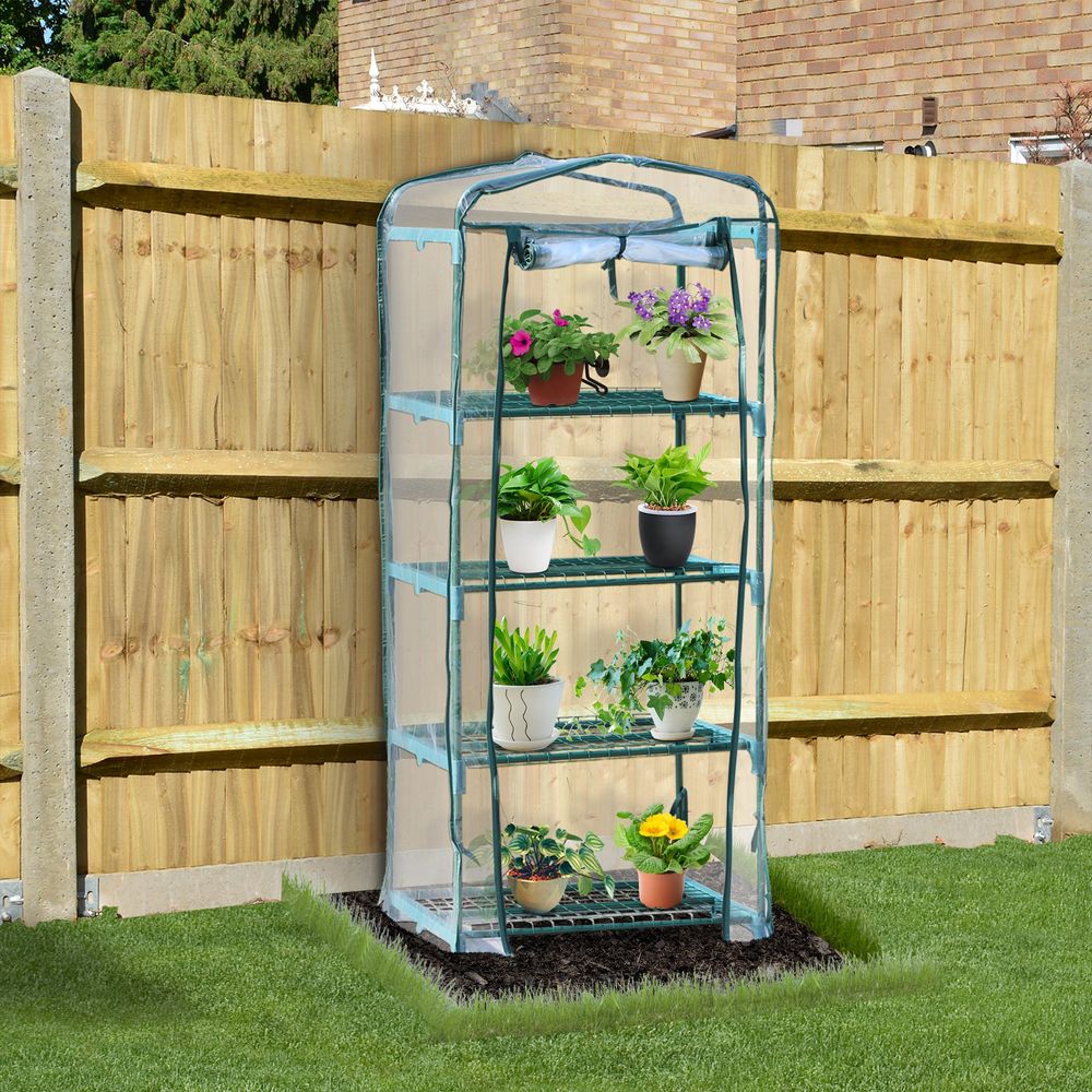 4 Tiers Mini Portable Greenhouse Plant Grow Shed Metal Frame - anydaydirect