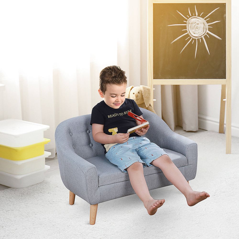 Kids Mini Sofa Children Armchair Seating Chair Bedroom Playroom Furniture Grey - anydaydirect