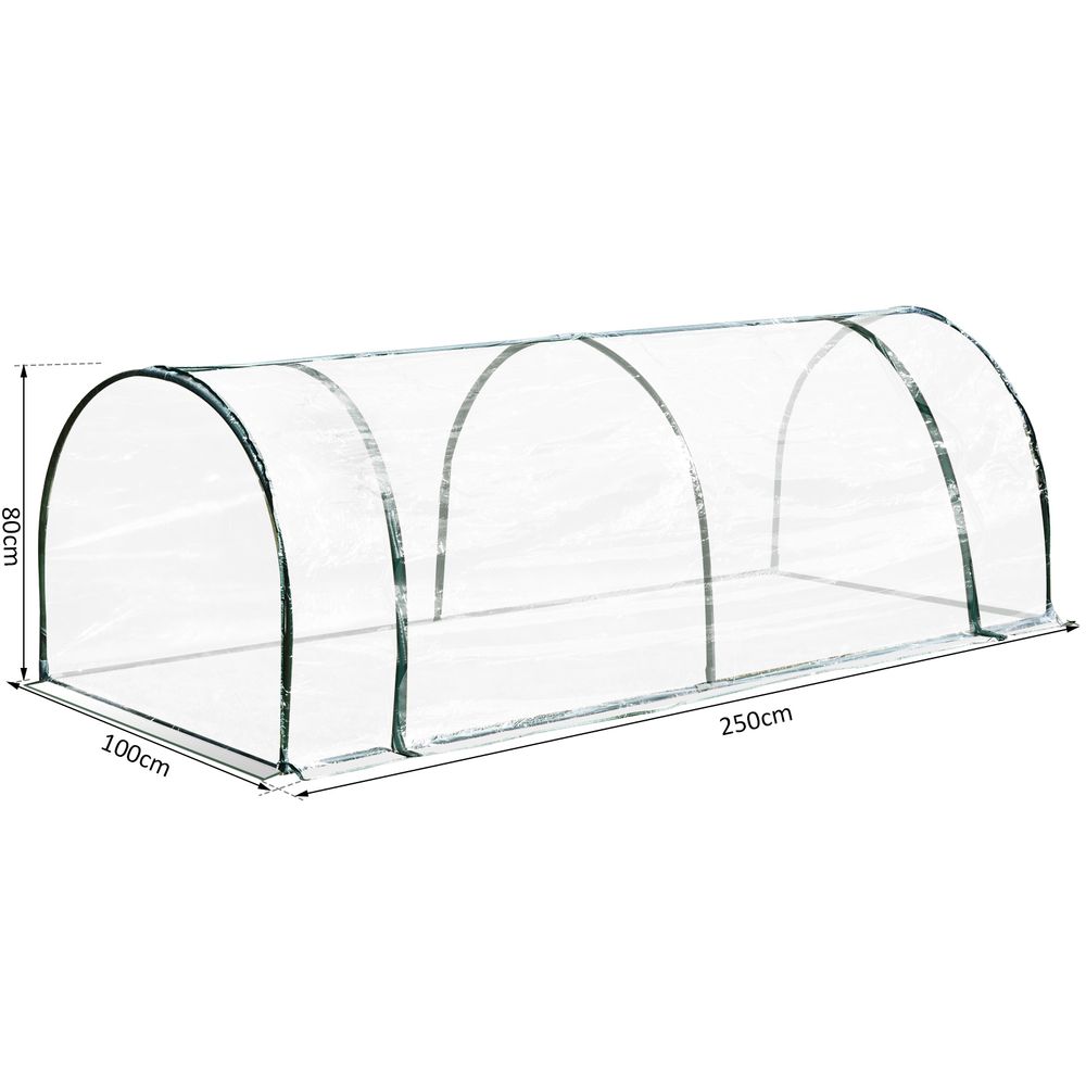 PVC Greenhouse Tunnel Steel Frame Transparent 250x100x80cm - anydaydirect