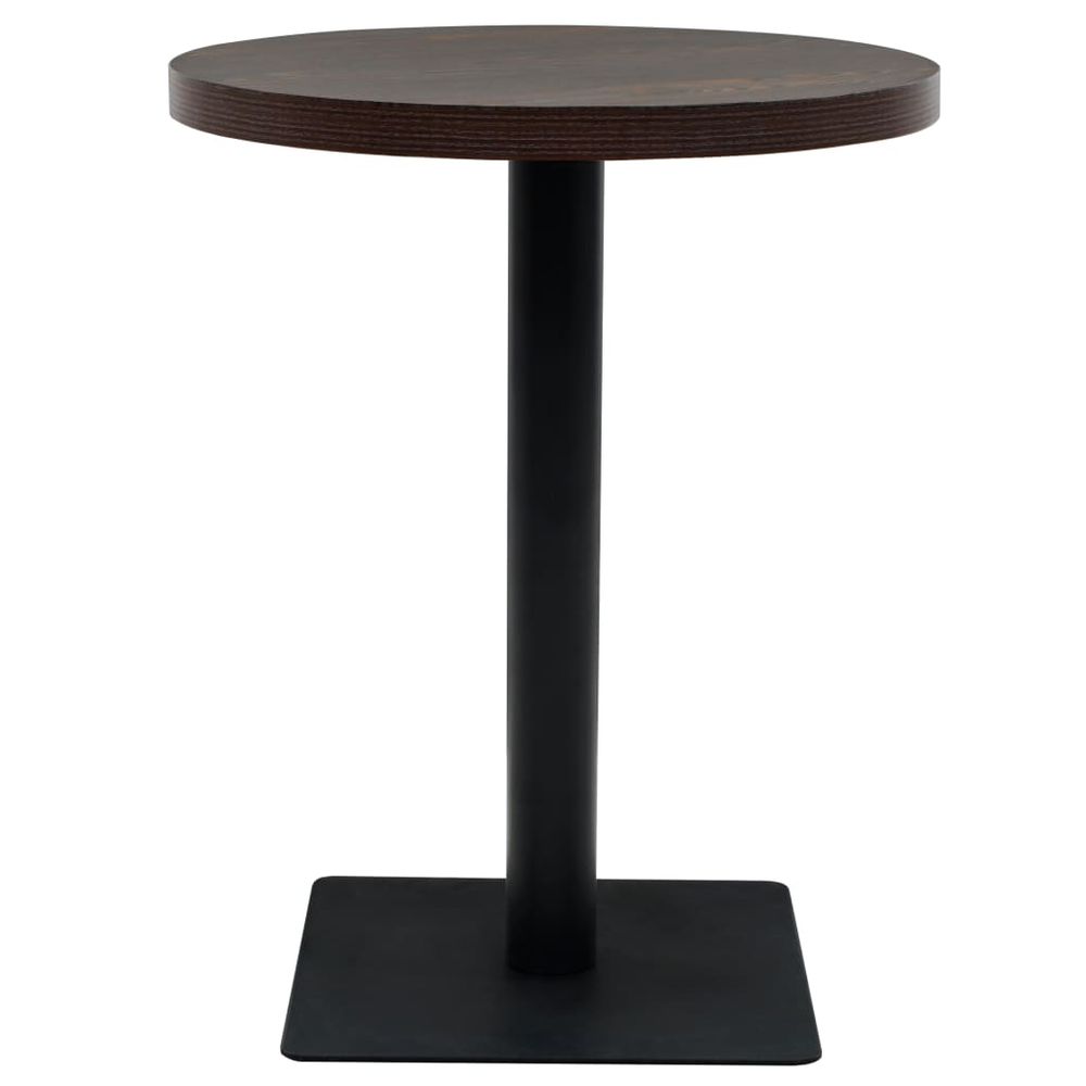 Bistro Table MDF and Steel Round 60x75 cm Dark Ash - anydaydirect