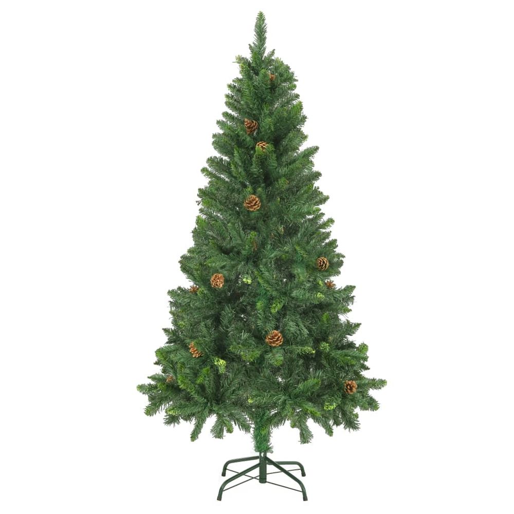 Artificial Christmas Tree with Pine Cones Green & Green & White 150 cm to 210 cm - anydaydirect