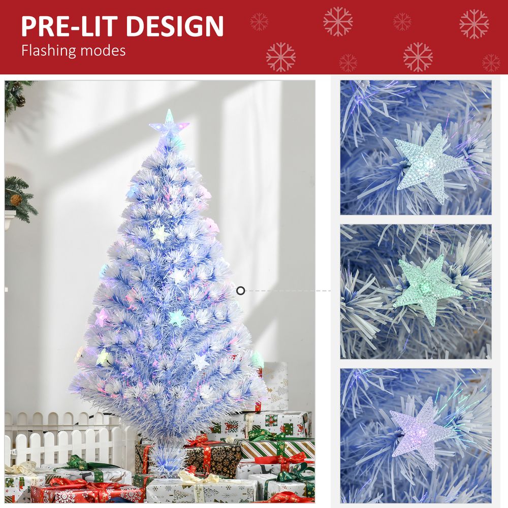 Artificial Fibre Christmas Tree Seasonal Deco 16 LED Easy Store 4FT White Blue - anydaydirect