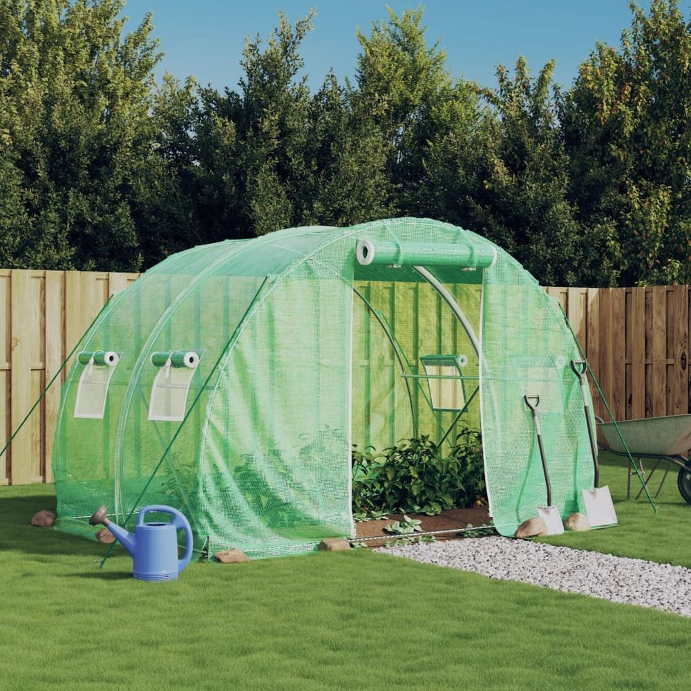 vidaXL Greenhouse with Steel Frame Green 6 m² 3x2x2 m - anydaydirect