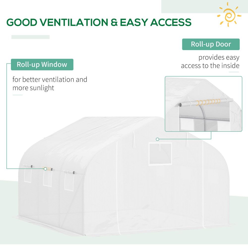 Walk In Greenhouse Cover Replacement White, COVER ONLY PE 4.5x3x2m White - anydaydirect