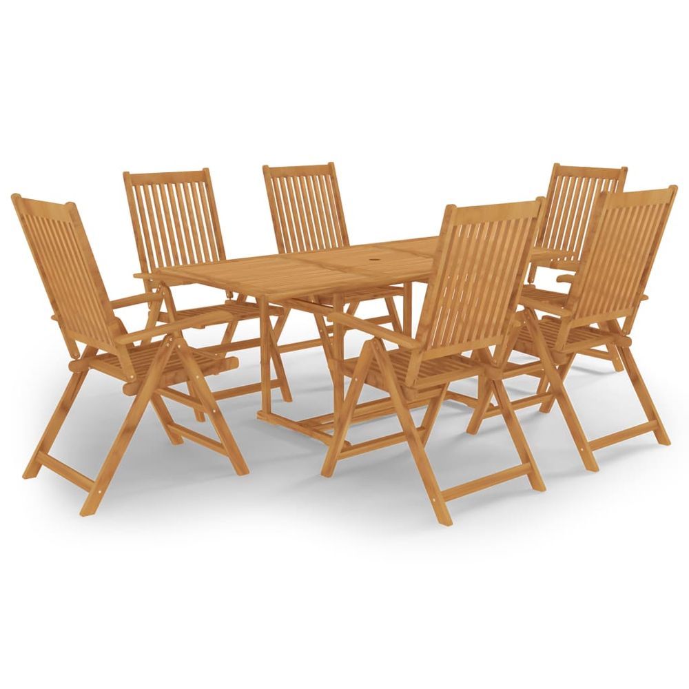 7 Piece Garden Dining Set Solid Teak Wood - anydaydirect