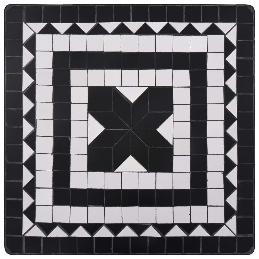 3 Piece Mosaic Bistro Set Ceramic Tile Black and White - anydaydirect