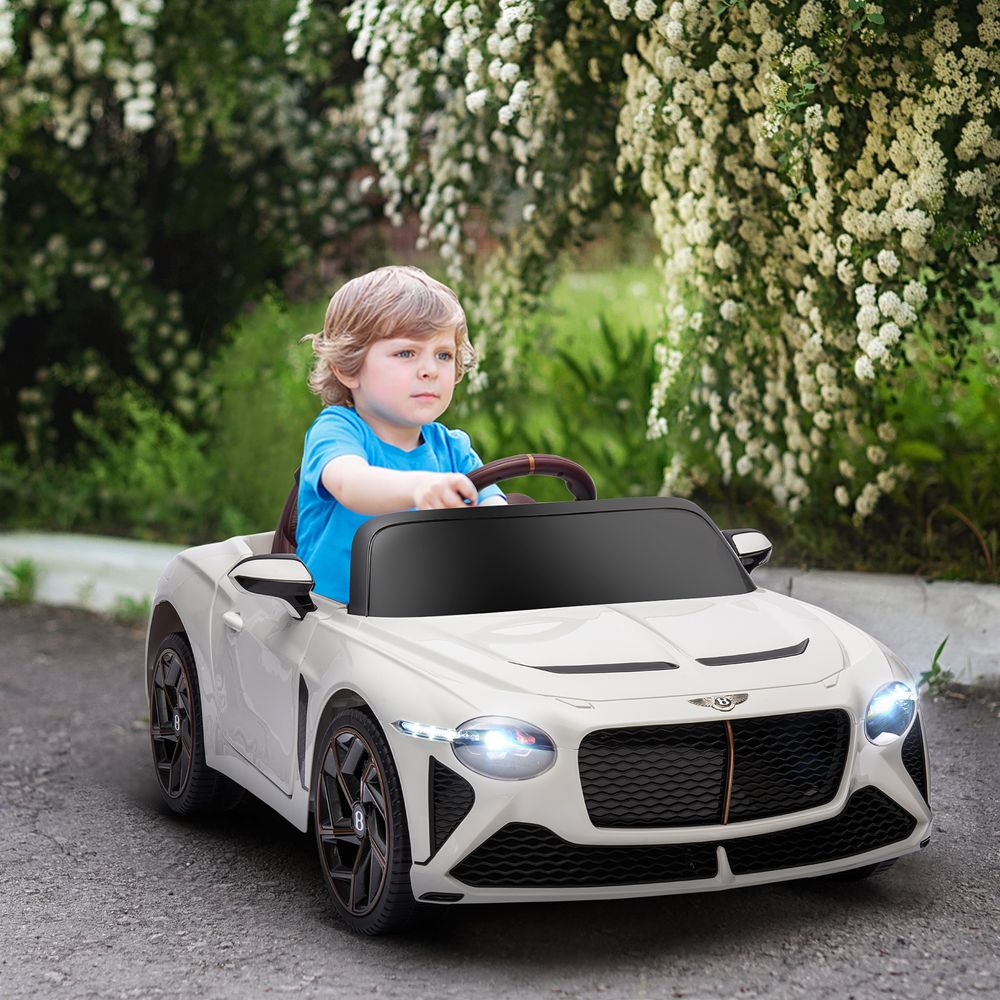 Bentley Bacalar Licensed 12V Kids Electric Car w/ Portable Battery - White - anydaydirect