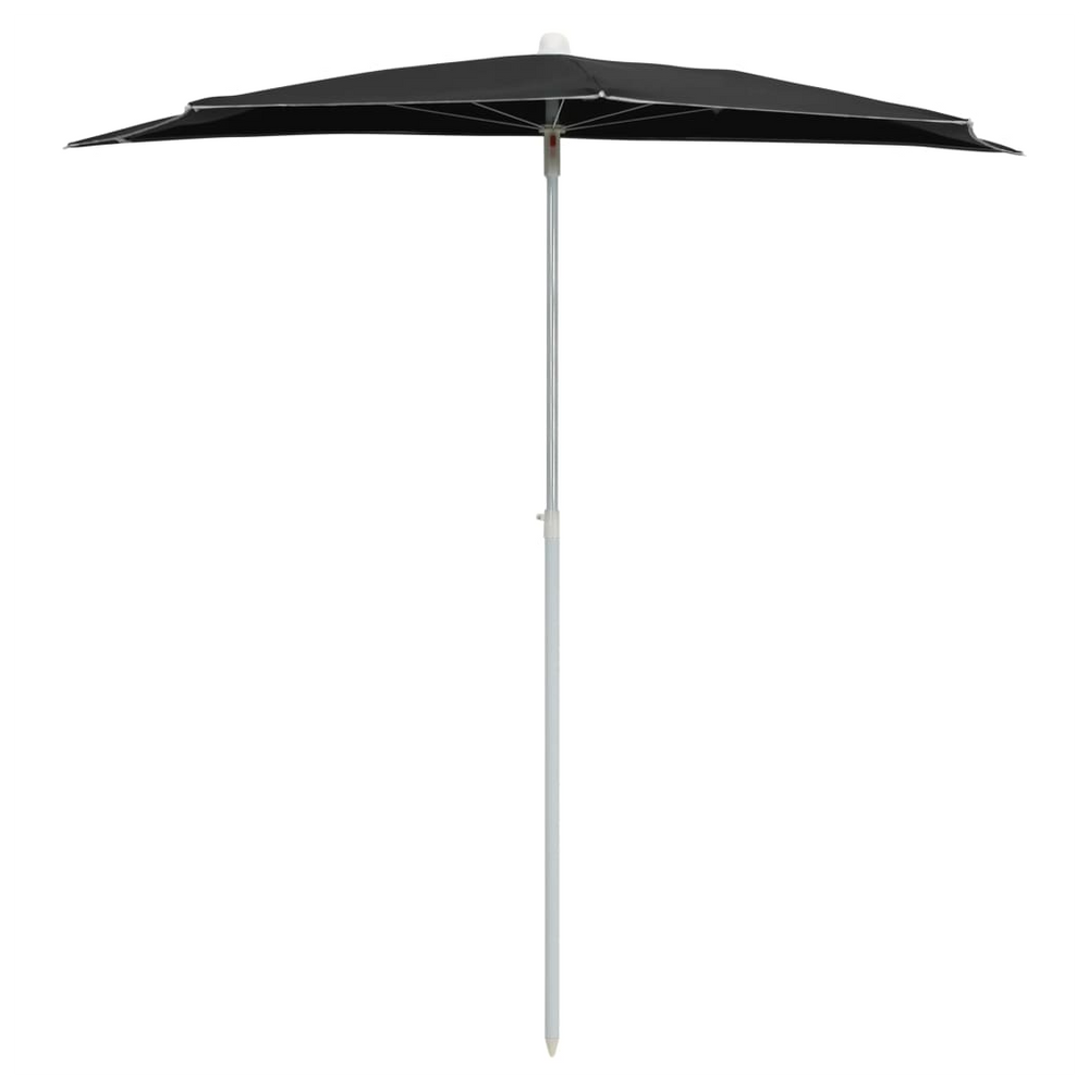 vidaXL Garden Half Parasol with Pole 180x90 cm Black - anydaydirect