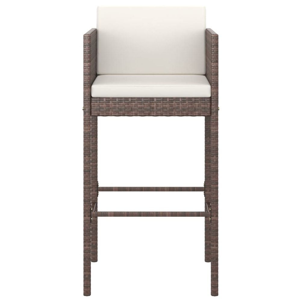 Bar Stools 4 pcs with Cushions Brown Poly Rattan - anydaydirect