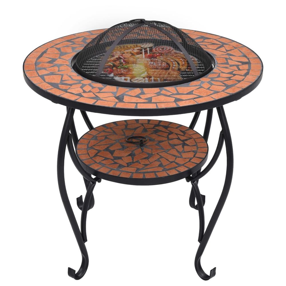 Mosaic Fire Pit Table Terracotta 68 cm Ceramic - anydaydirect