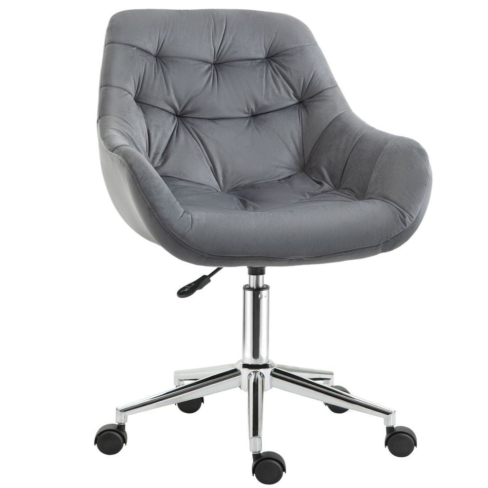 Velvet Home Office Chair Comfy Desk Chair w/ Adjustable Height Armrest Dark Grey - anydaydirect