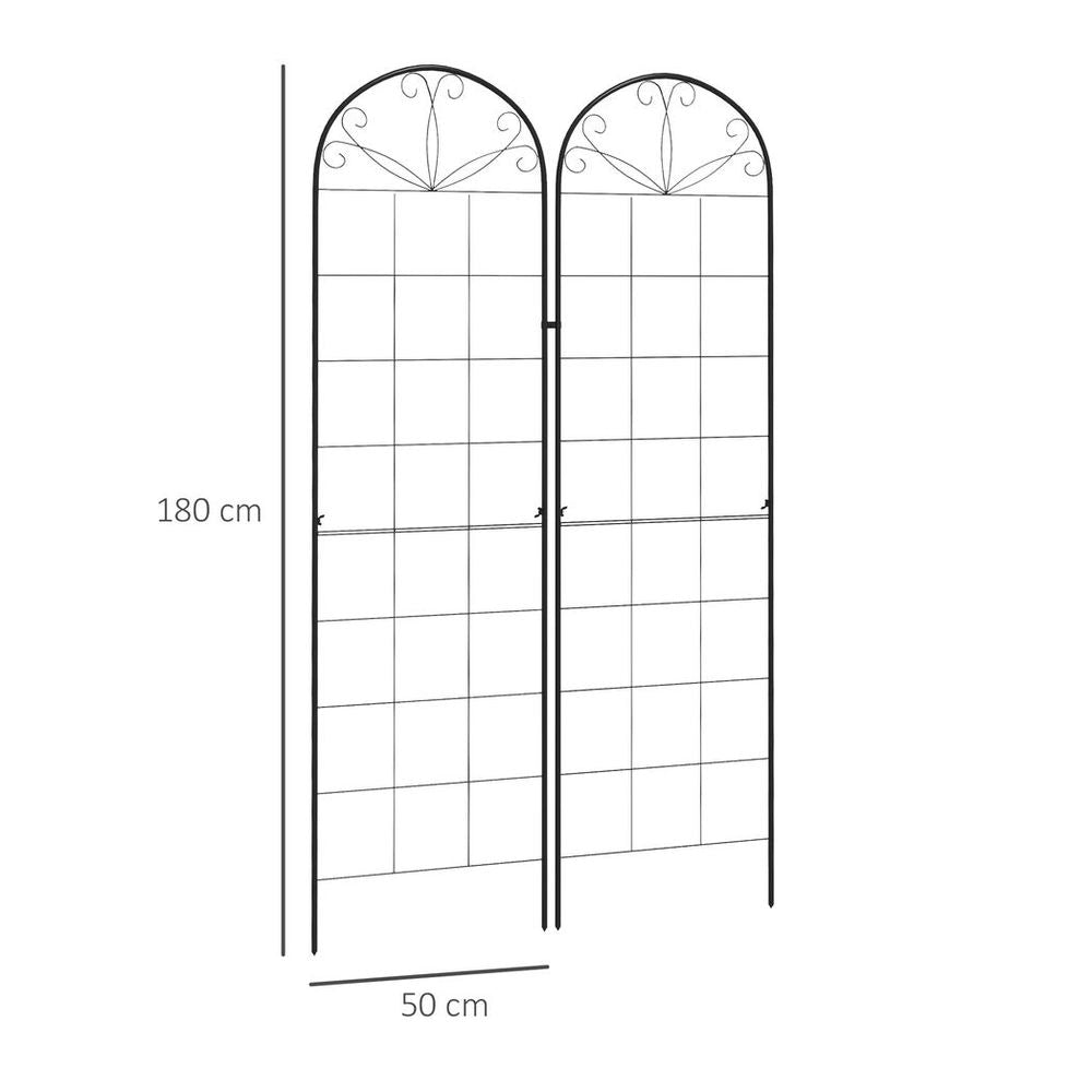 Outsunny Set of 2 Metal Trellis for Climbing Plants, Grid Design - anydaydirect