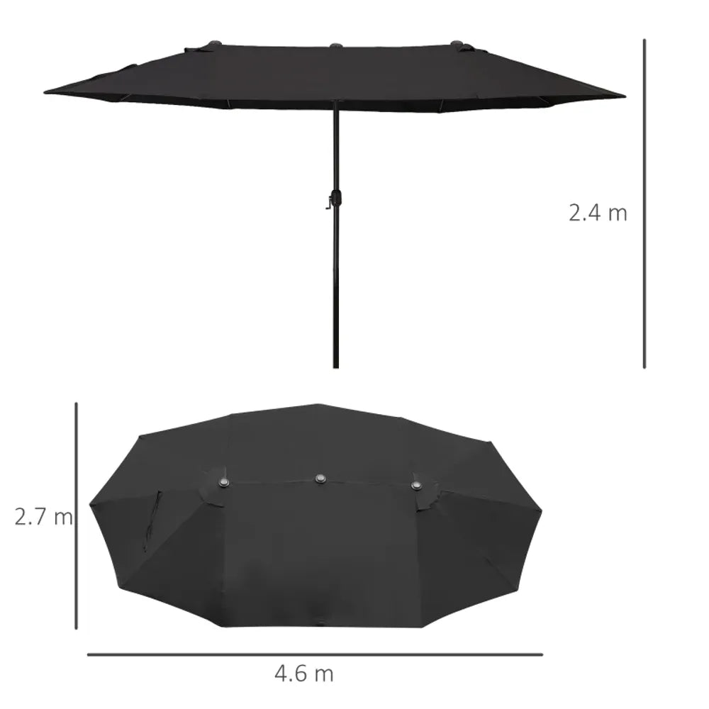 Outsunny 4.6M Garden Patio Umbrella Canopy Parasol Sun Shade w/o Base Black - anydaydirect