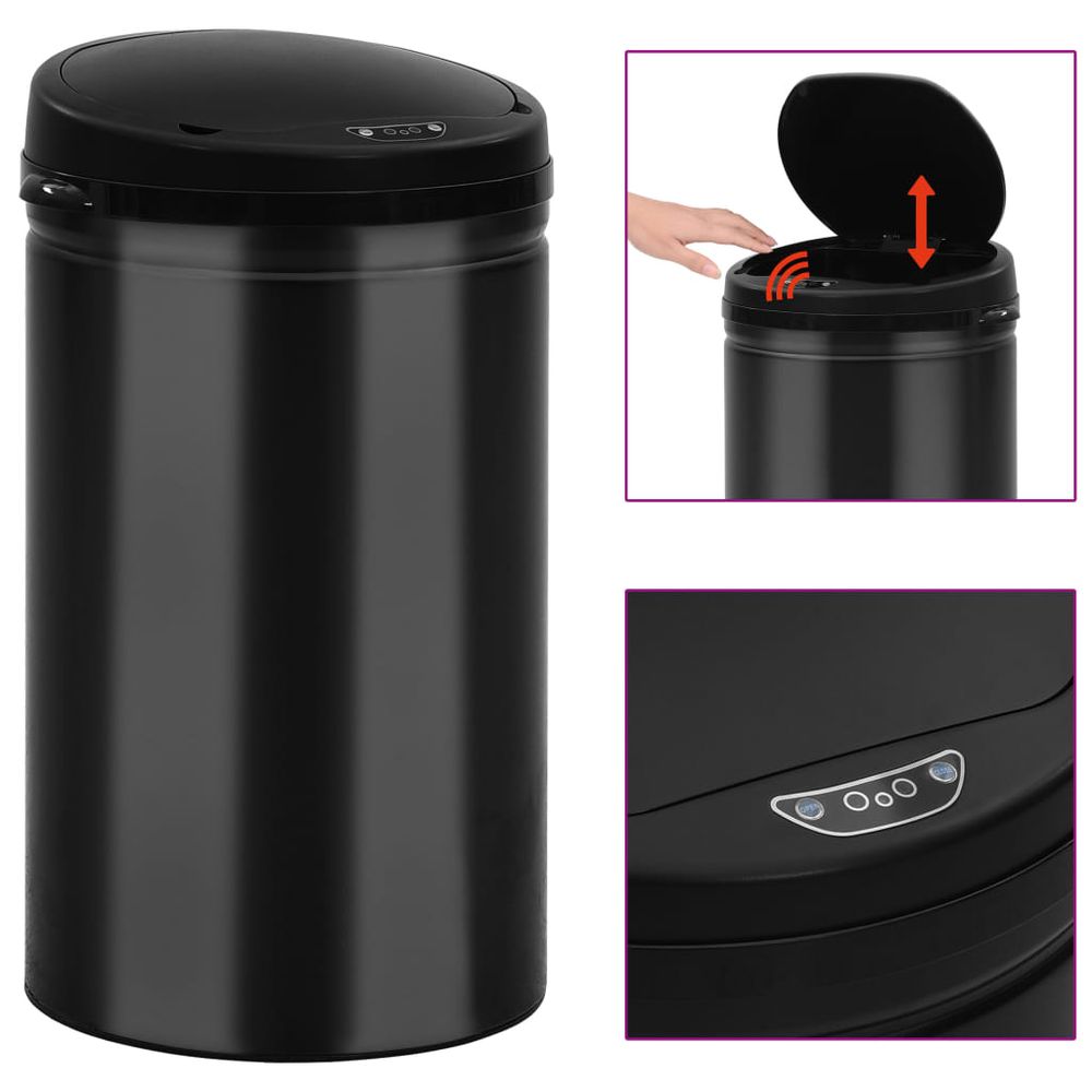 Automatic Sensor Dustbin 40 L Carbon Steel Black - anydaydirect