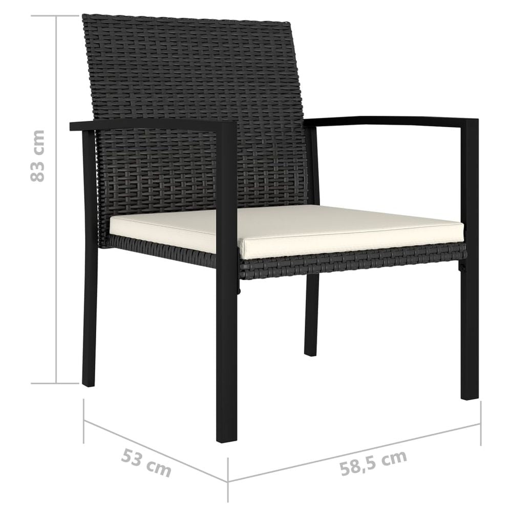 Garden Dining Chairs 2 pcs Poly Rattan Black - anydaydirect