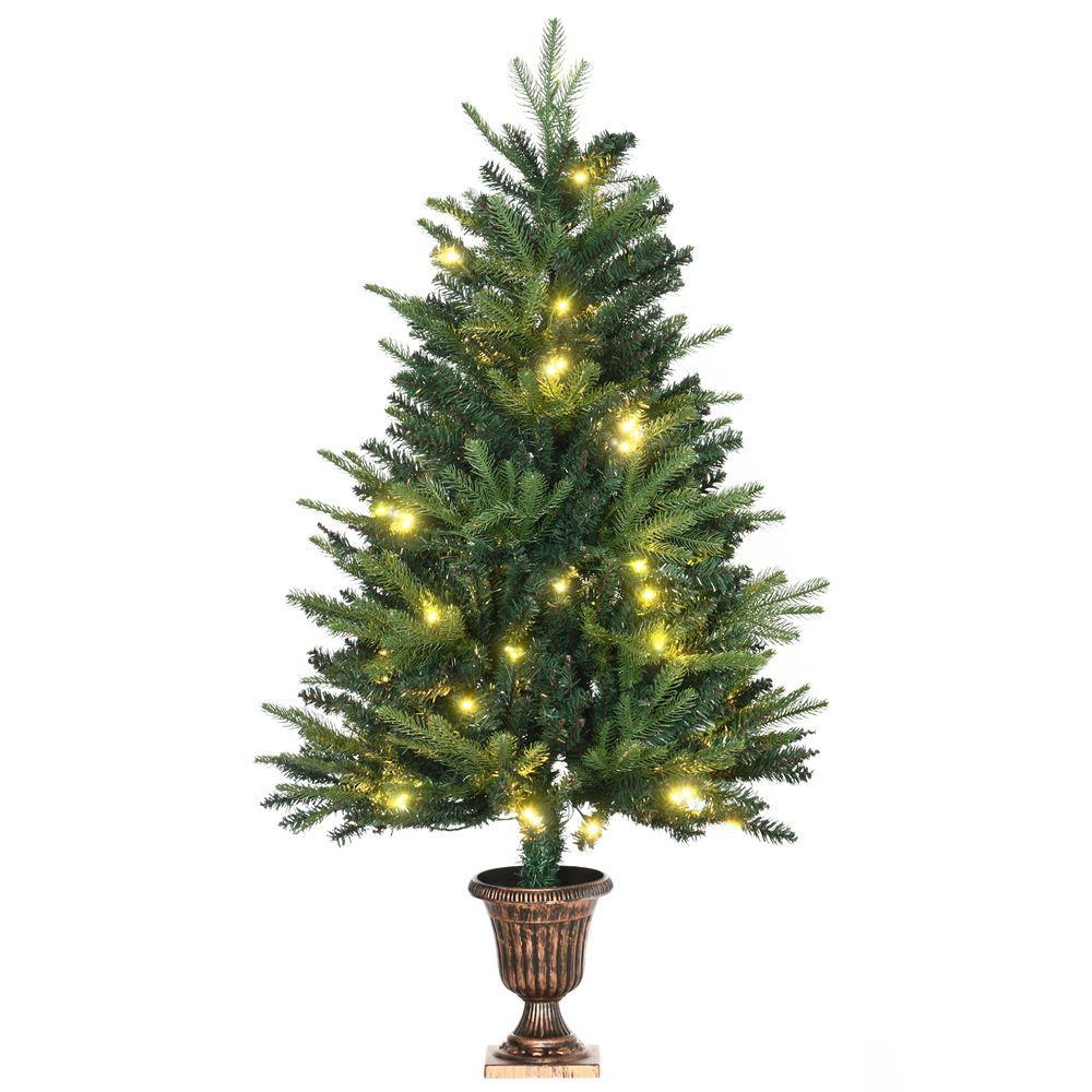 1.2m 4ft Christmas Tree Entrance  750 Tips  Pre-lit Tree 80 LED with Vase Base - anydaydirect