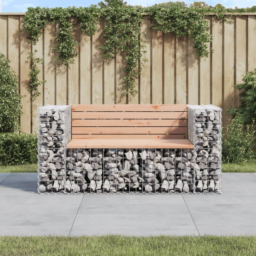 vidaXL Garden Bench Gabion Design 143x71x65.5 cm Solid Wood Douglas - anydaydirect