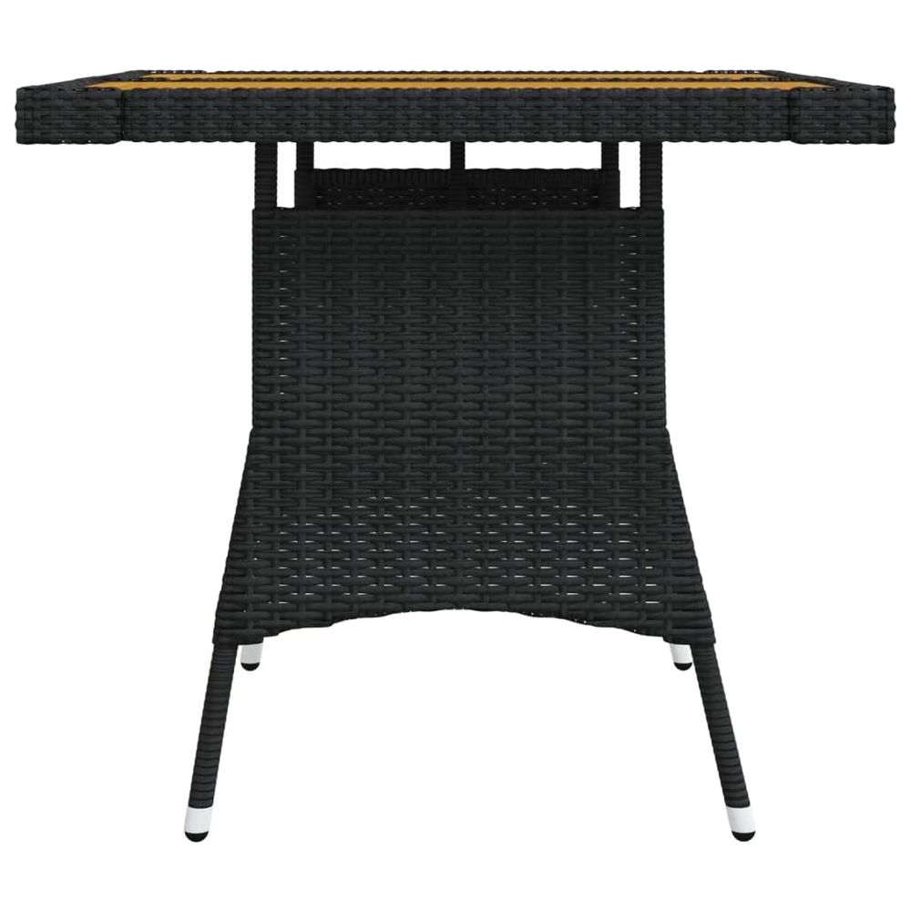Garden Table Black 70x70x72 cm Poly Rattan & Solid Acacia Wood - anydaydirect