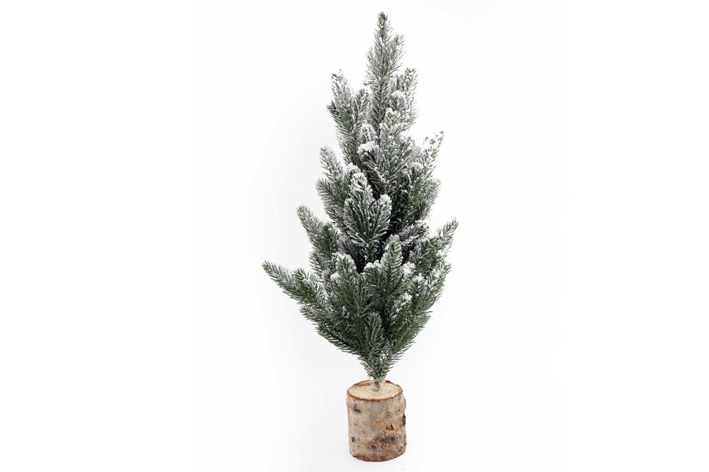 Tall Frosted Christmas Tree In Log 56cm - anydaydirect