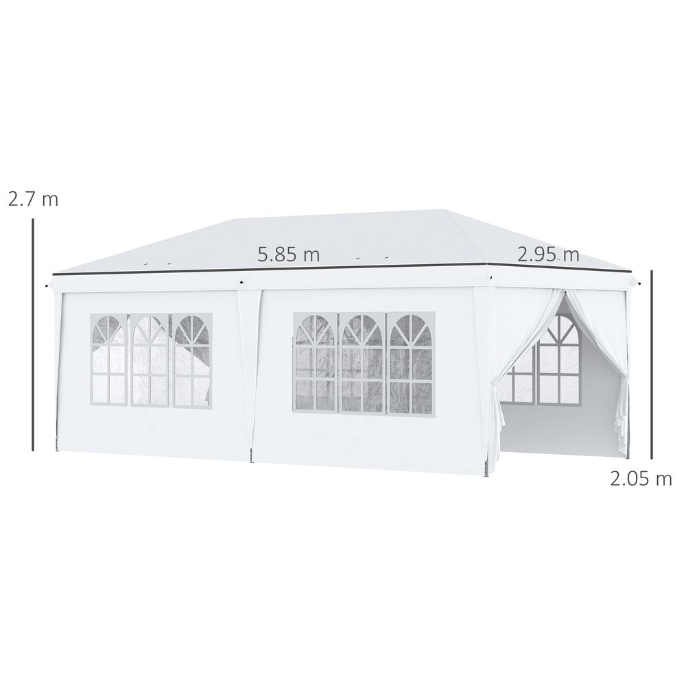 Outsunny 3 x 6m Pop Up Gazebo Height Adjustable Party Tent w/ Storage Bag Black - anydaydirect