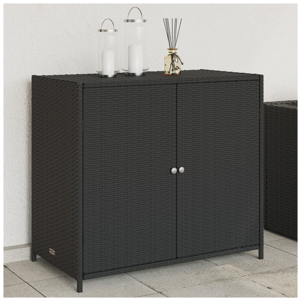 vidaXL Garden Storage Cabinet Black 83x45x76 cm Poly Rattan - anydaydirect