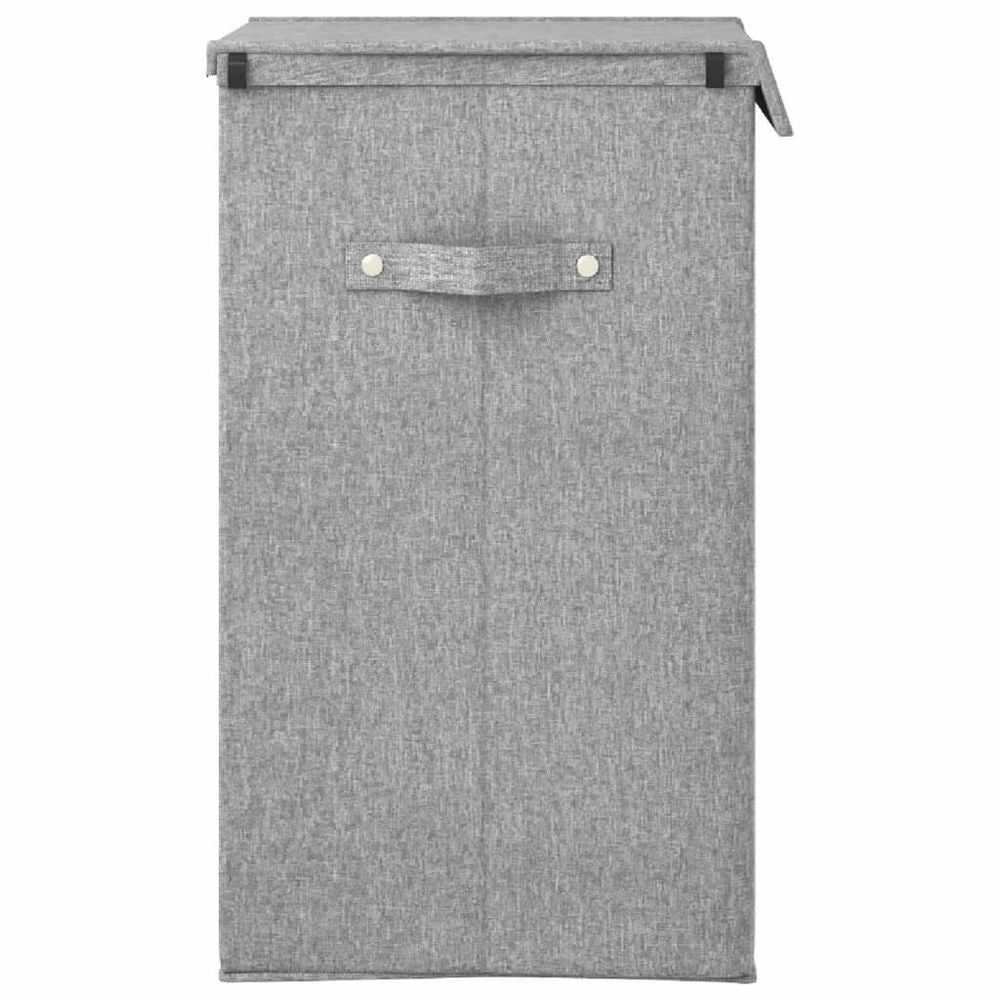 Foldable Laundry Hamper Grey 26x34.5x59.5 cm Faux Linen Fabric - anydaydirect