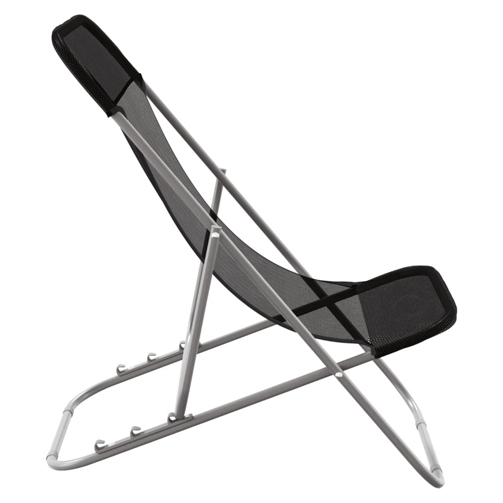 vidaXL Folding Beach Chairs 2 pcs Black Textilene&Powder-coated Steel - anydaydirect