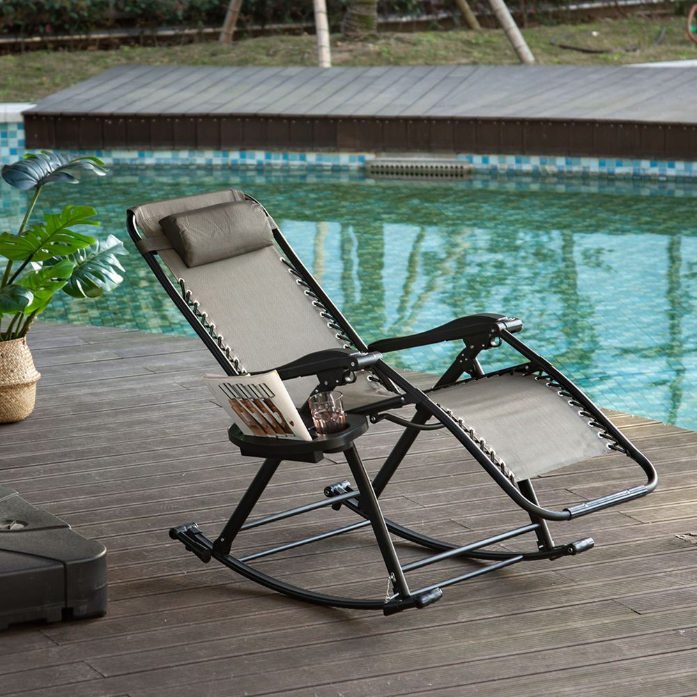 Folding Recliner Chair Outdoor Lounge Rocker Zero-Gravity Seat - anydaydirect