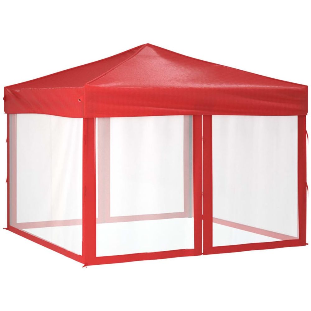 Folding Party Tent with Sidewalls Red 3x3 m - anydaydirect