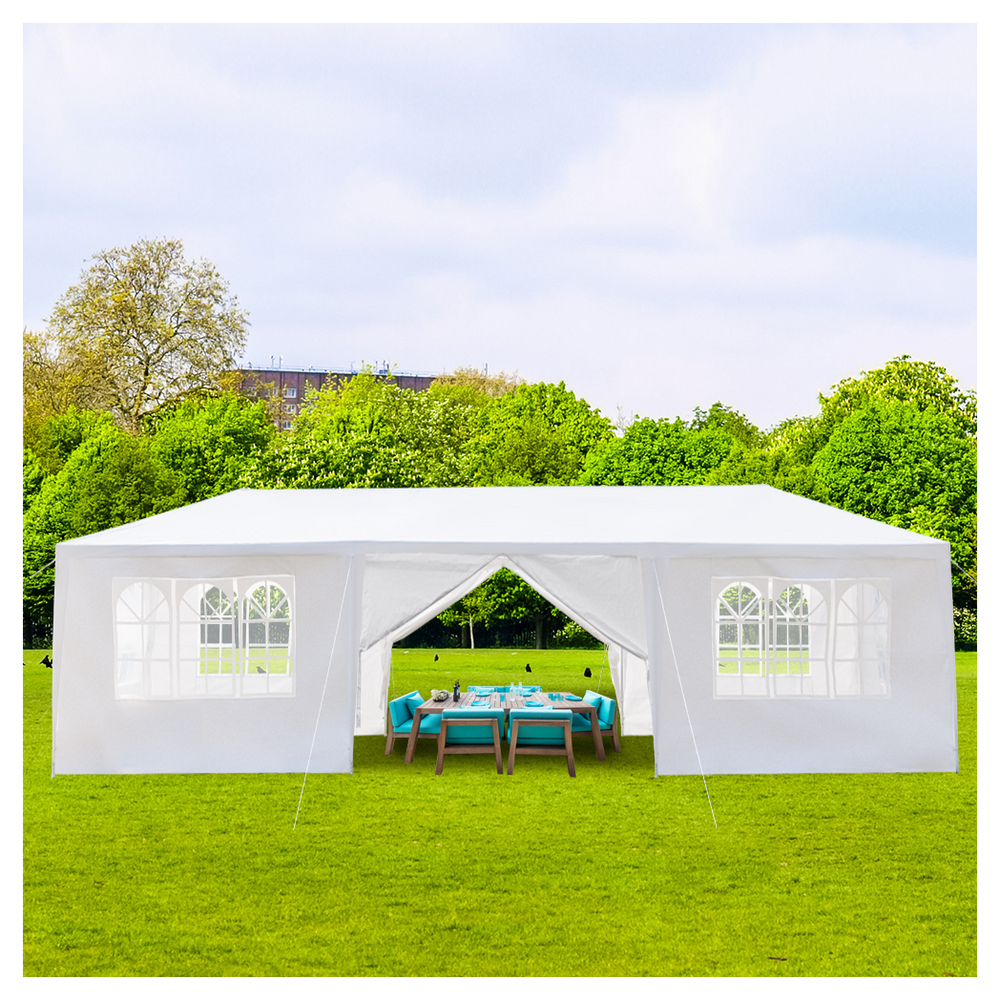 10'x30' Outdoor Party Tent with 8 Removable Sidewalls, Waterproof Canopy Patio Wedding Gazebo, White - anydaydirect