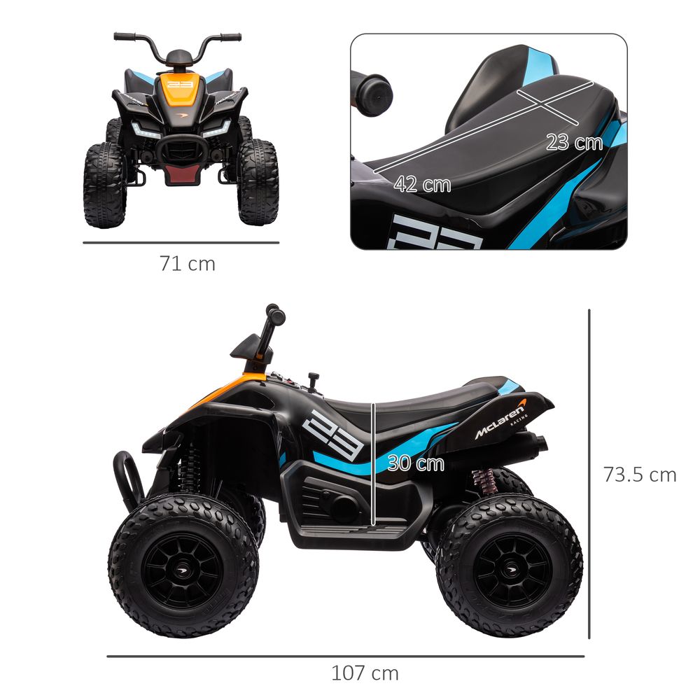 McLaren MCL 35 Liveries Licensed 12V Quad Bike w/ Suspension Wheels - Black - anydaydirect