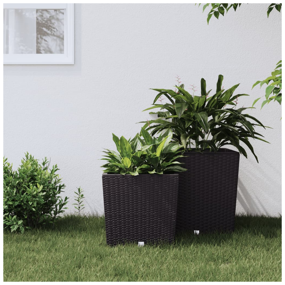 vidaXL Planter with Removable Inner Brown 21 / 32 L PP Rattan - anydaydirect