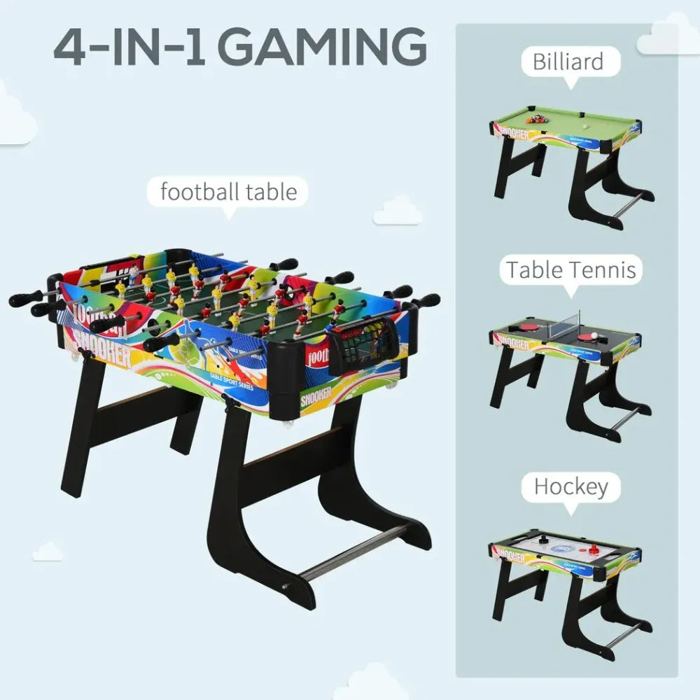 4-in-1 Foldable Game Table Hockey Football Table Tennis & Pool Home Gaming - anydaydirect
