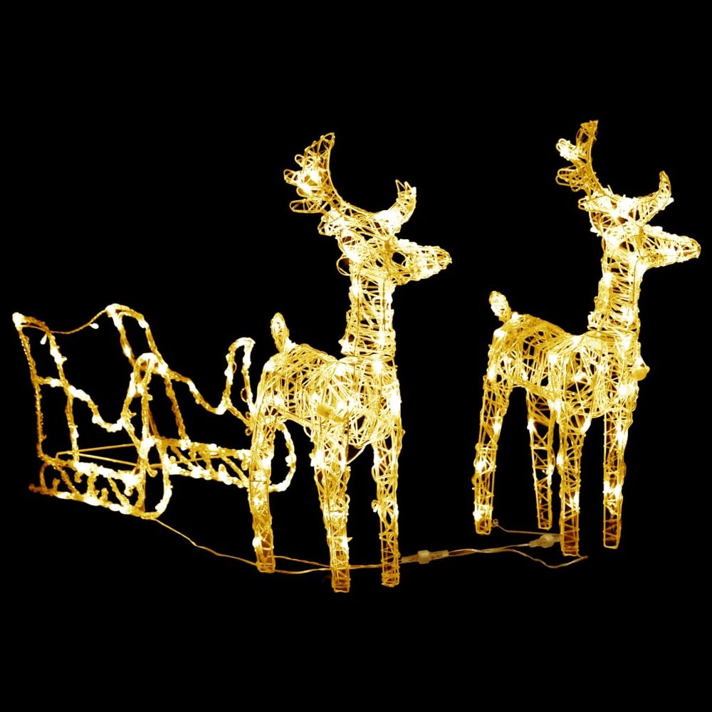 Reindeers & Sleigh Christmas Decoration 160 LEDs 130 cm Acrylic - anydaydirect