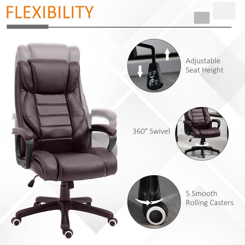 High Back 6 Points Vibration Massage Executive Office Chair, Brown Vinsetto - anydaydirect