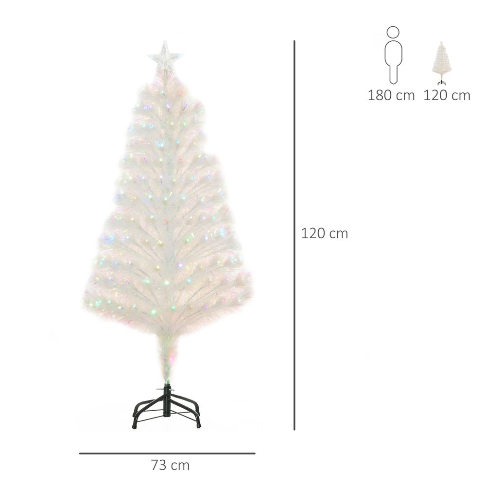 4 Feet Prelit Artificial Christmas Tree with Fiber Optic LED Light White - anydaydirect