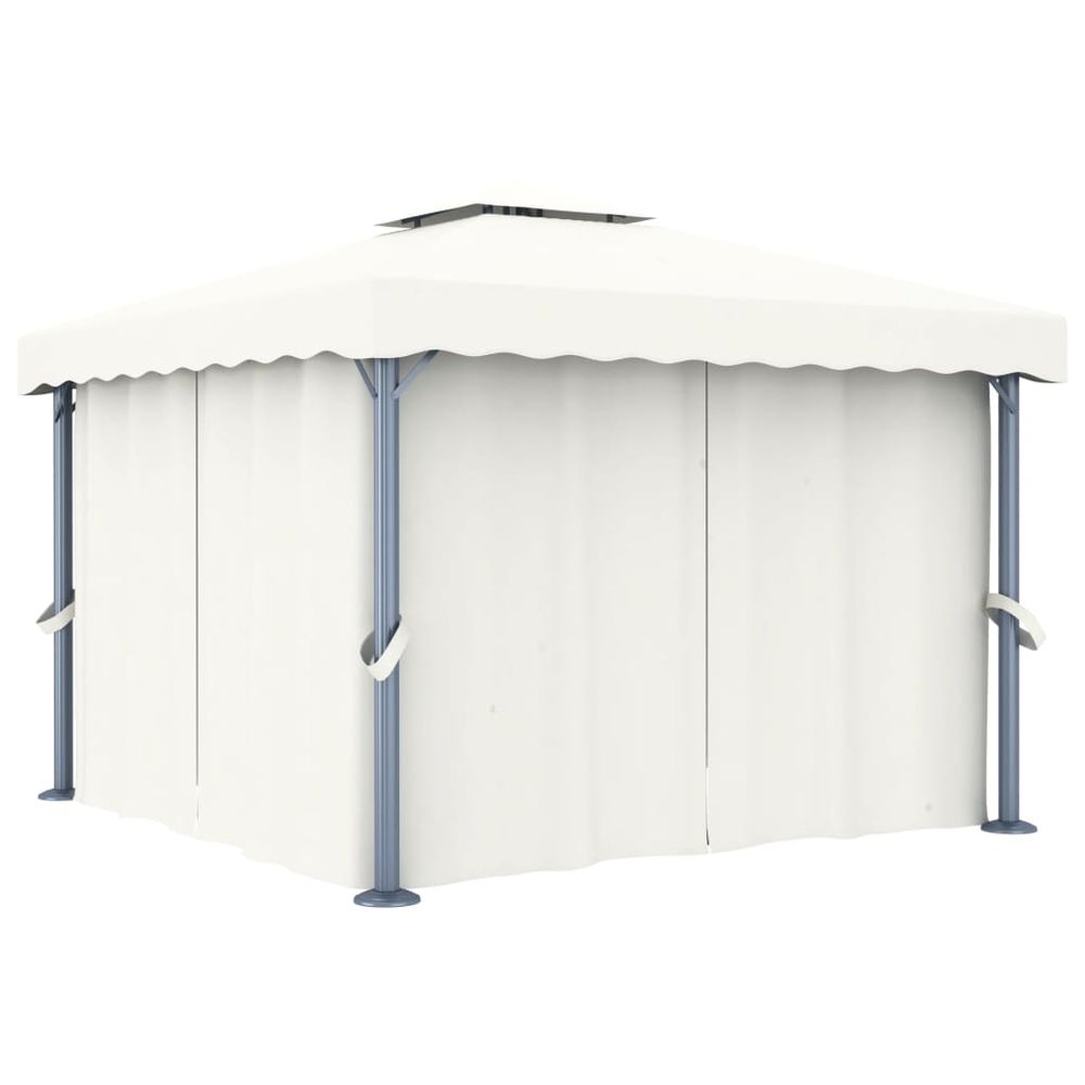 Gazebo with Curtain 4x3 m Cream White Aluminium - anydaydirect