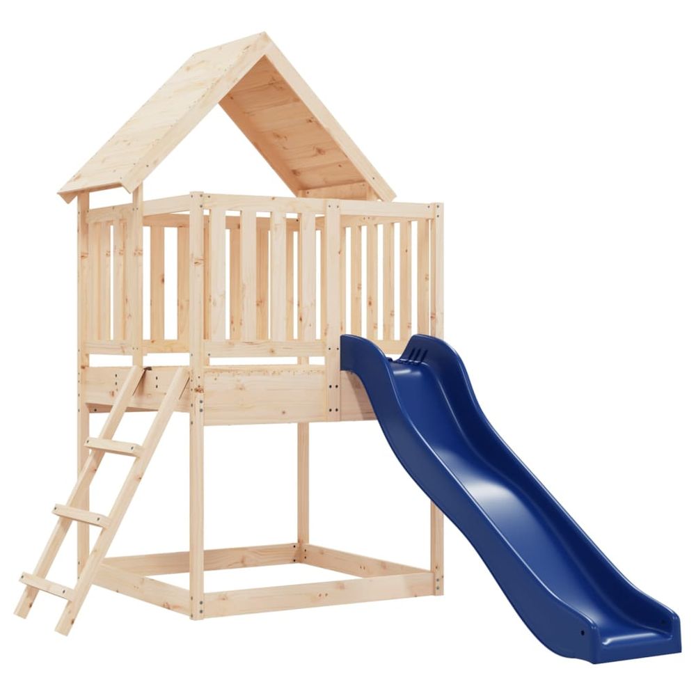Playhouse with Slide Ladder Solid Wood Pine - anydaydirect
