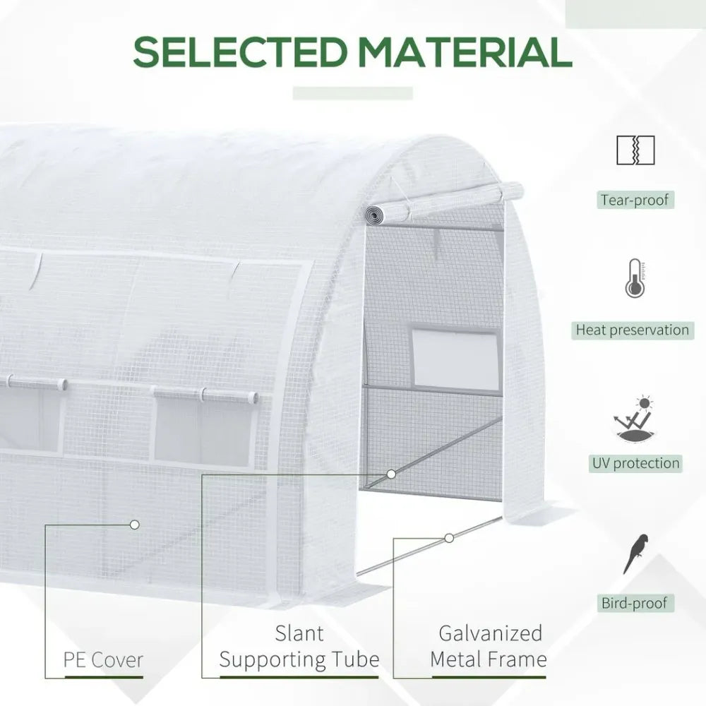 4 x 3 x 2 m Polytunnel Greenhouse Pollytunnel Tent w/ Steel Frame White - anydaydirect