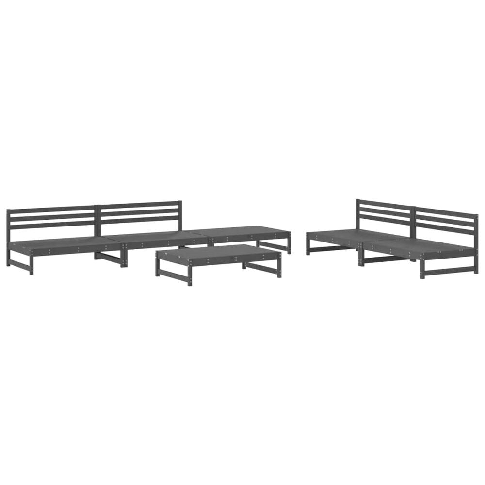 vidaXL 6 Piece Garden Lounge Set Grey Solid Wood Pine - anydaydirect