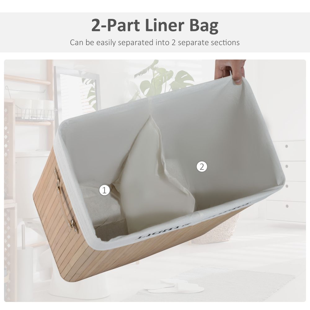 Bamboo Laundry Basket Collapsible Washing Bin Storage Box W/Lid - anydaydirect
