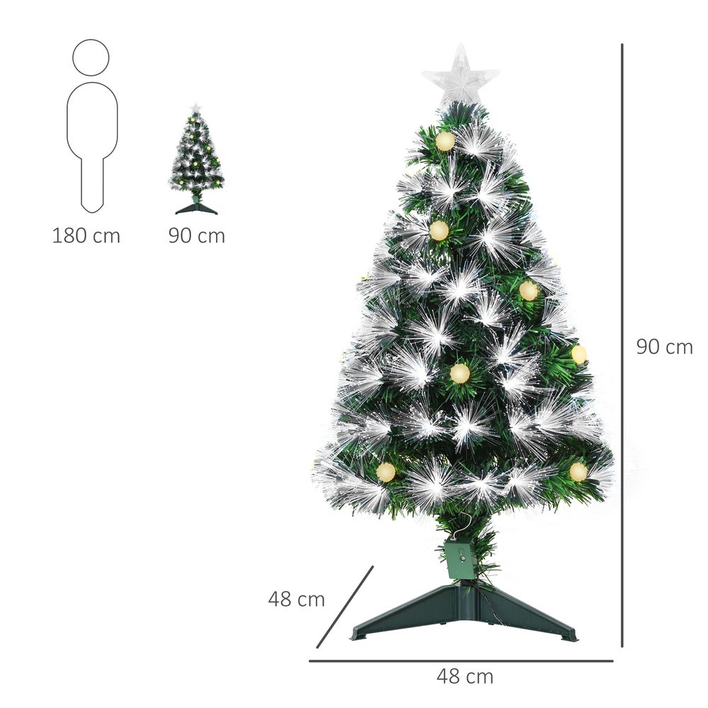 3ft White Light Christmas Tree 90 LEDs Star Topper Tri-Base Pre-Lit Home - anydaydirect